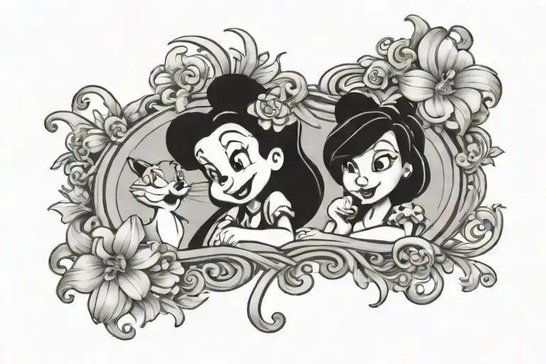 disney best friends girlie tattoo design idea