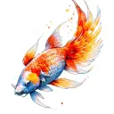 koi fish transforming metal into a phoenix tattoo design idea