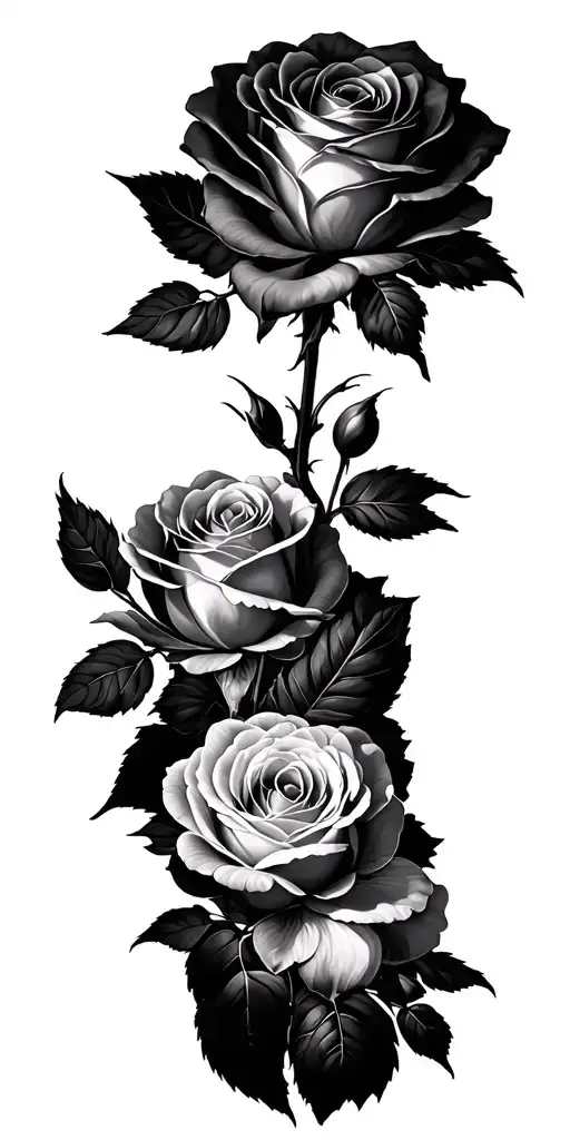 desert landscape and light bright roses tattoo design idea