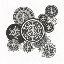 **Basic Circle with Sigils**: Start with a plain circle and add a few simple sigils or runes evenly spaced around the ci tattoo design idea