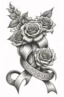 roses and cancer ribbon intertwined tattoo design idea