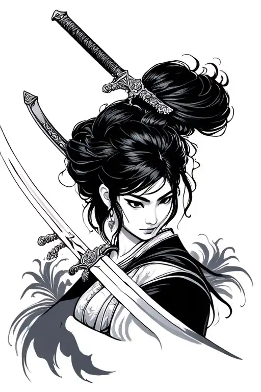 Mulan cutting her hair with sword tattoo design idea