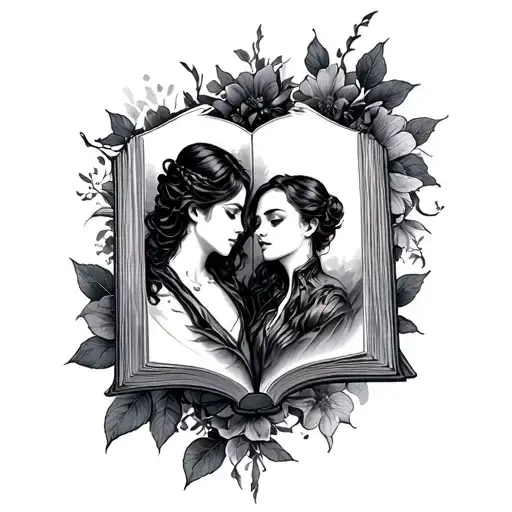 book, romance,  dark tattoo design idea