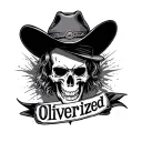 "oliverized" outlaw skull cowboy tattoo design idea
