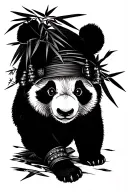 panda samurai bamboo tattoo design idea