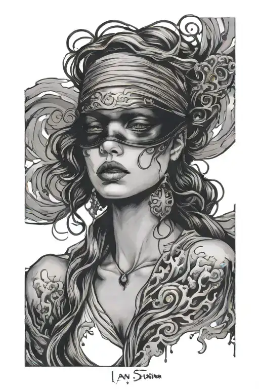 I Am The Storm blindfolded woman tattoo design idea