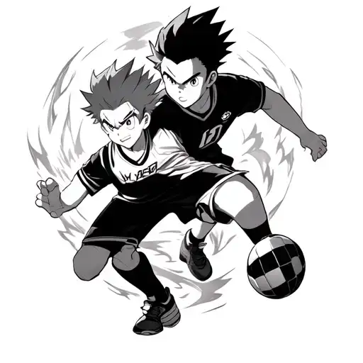 Inazuma Eleven characters incorporated, Axel Blaze scoring, Mark Evans, Jude Sharp tattoo design idea