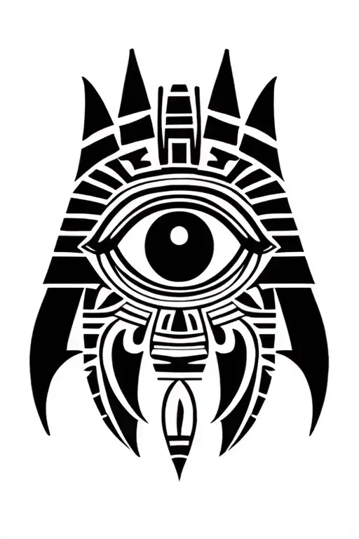 egyptian eye of horus with fangs tattoo design idea