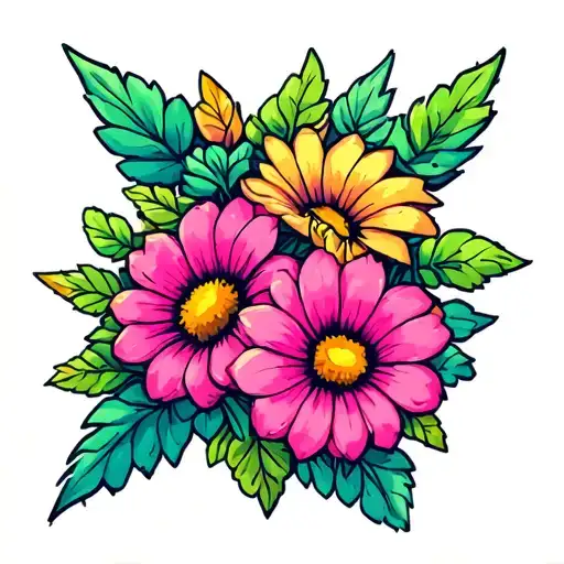 Minecraft flowers tattoo design idea