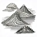 Painter's brush painting a volcano tattoo design idea