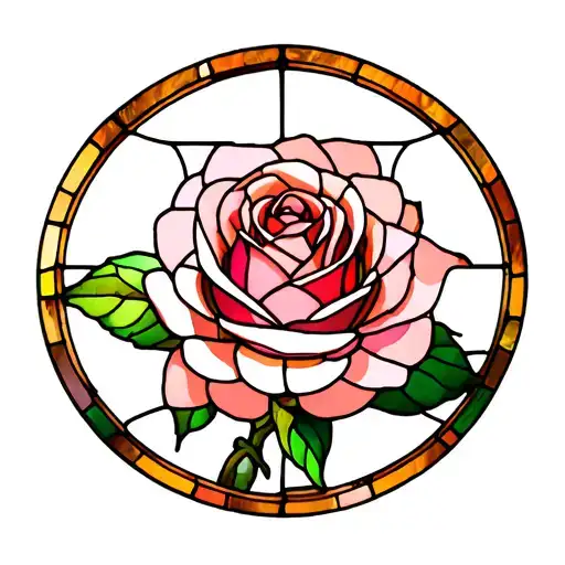 a stained glass window of a rose tattoo design idea