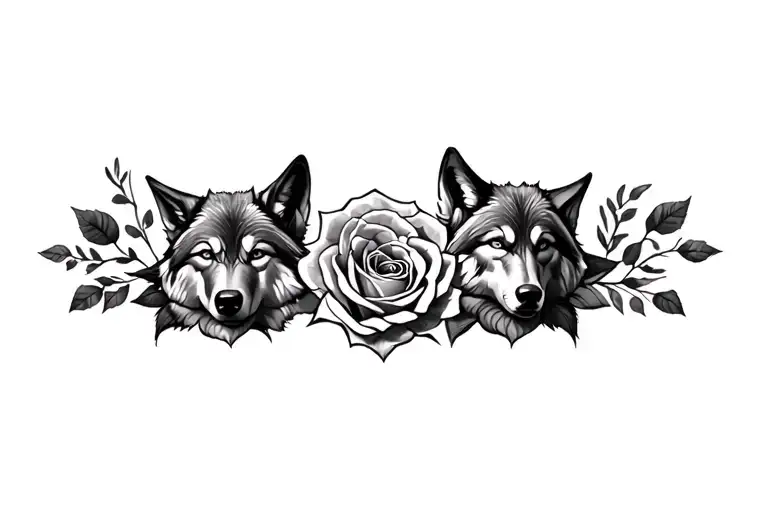 wolf blended by roses tattoo design idea