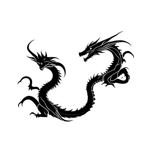 3 dragons flying around each other, with lots of line work and minimal shading tattoo design idea
