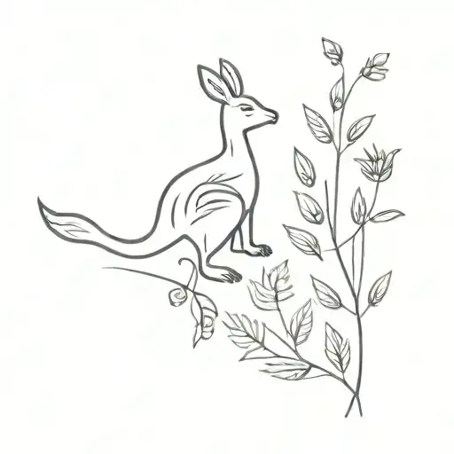 silver fern and Bauhinia blakeana and kangaroo and maple leaf tattoo design idea