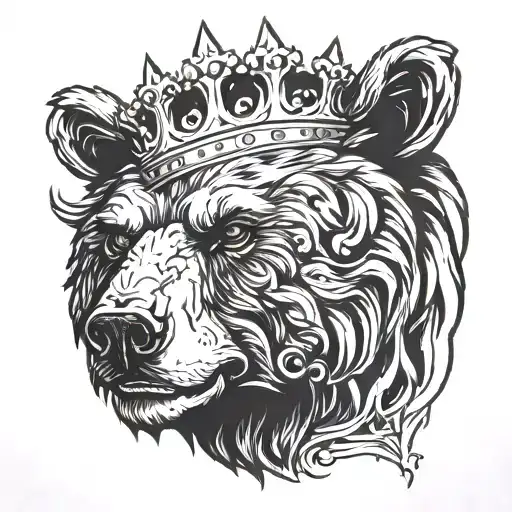 tattoo of an angry bear with a golden crown on its head tattoo design idea