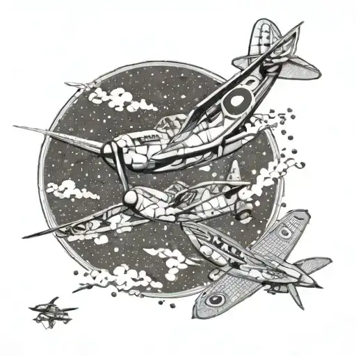 Spitfires flying tattoo design idea