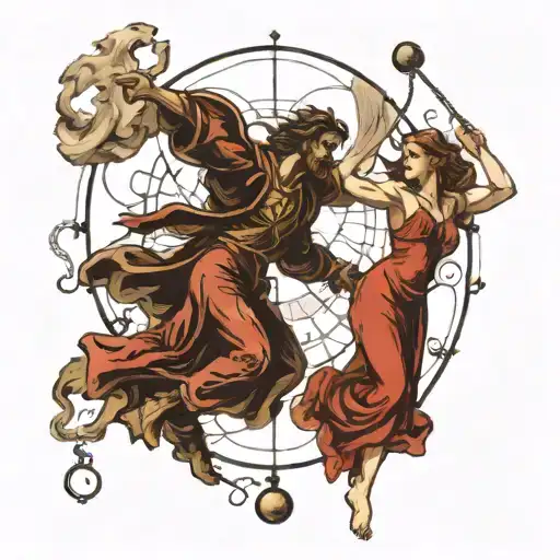 Pendulum swinging between light and dark: It is this eternal dance that separates human beings from angels, from demons, tattoo design idea