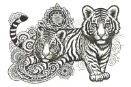 tiger cub include mandalas tattoo design idea