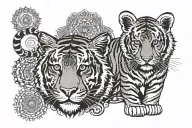 tiger cub include mandalas tattoo design idea