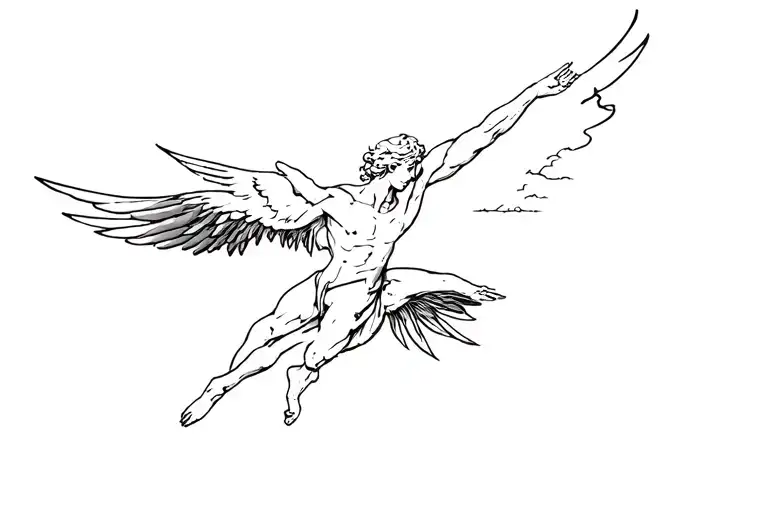 Icarus falling from the sky tattoo design idea