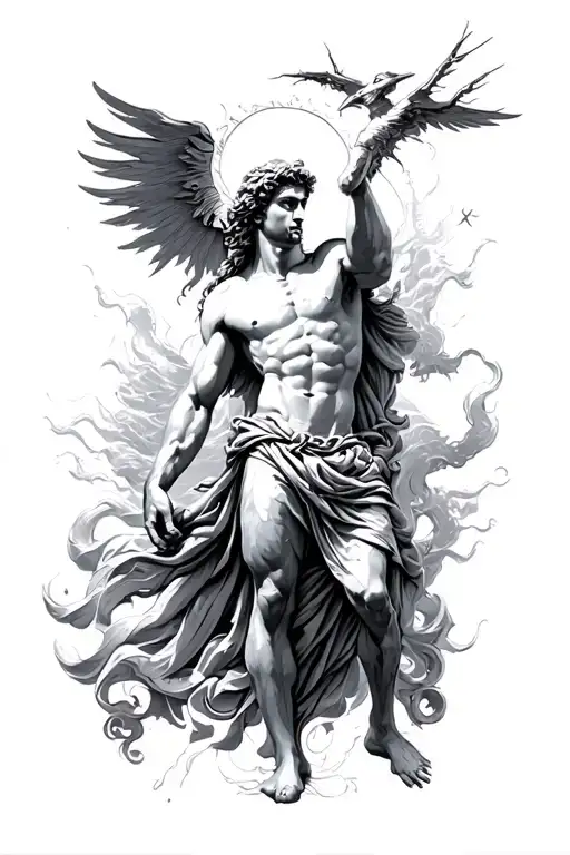Atlas Greek God and Aurora Goddess  tattoo design idea