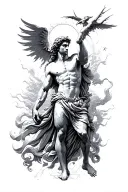 Atlas Greek God and Aurora Goddess  tattoo design idea