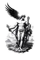Atlas Greek God and Aurora Goddess  tattoo design idea