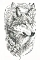 wolf space tattoo design idea
