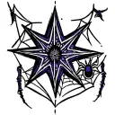 set in witchs but has a basic star, cuarso, spider, cobwebs, tattoo design idea