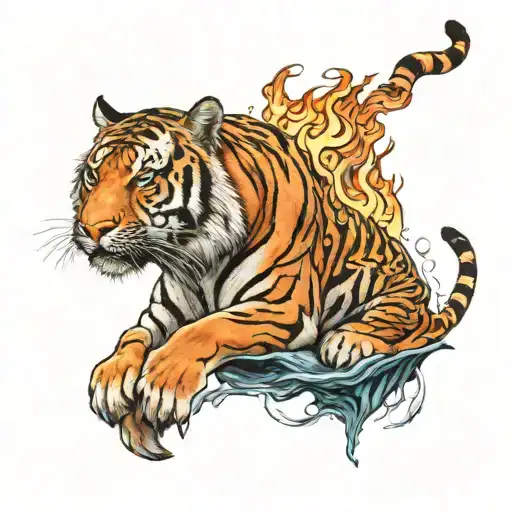tiger and earth fire air tattoo design idea