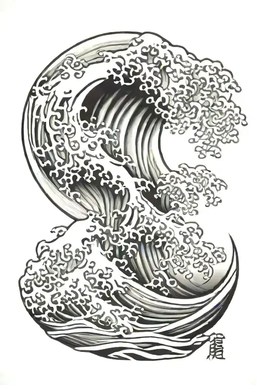 japenese wave tattoo design idea
