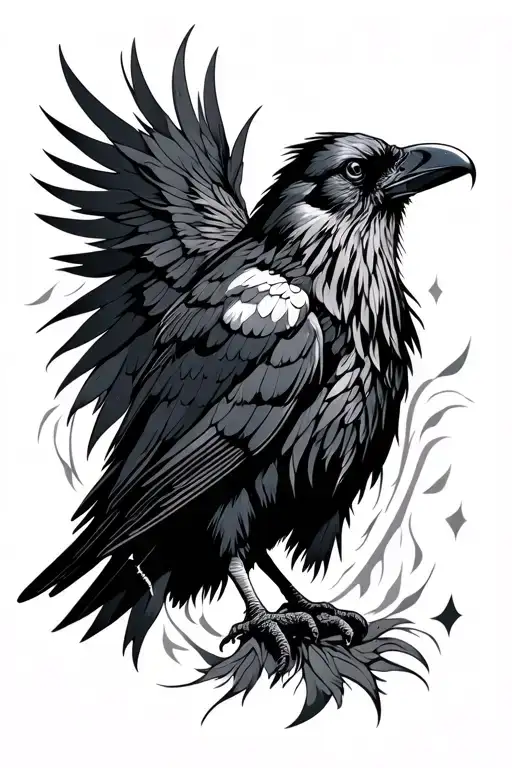 Nordic Tribal Crow coverup ᛃᛖᚾᚾᛁᚠᛖᚱ tattoo design idea