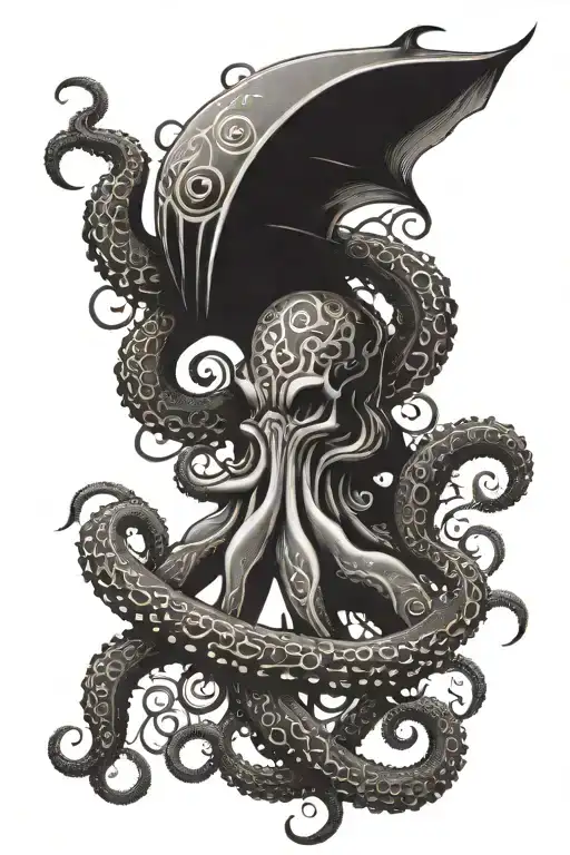 gothic octopus and Celtic runes gothic tattoo design idea