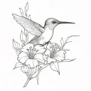 hummingbird and carnations iris lily tattoo design idea