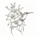 hummingbird and carnations iris lily tattoo design idea