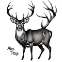 alive deer then dead one tattoo design idea