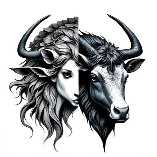 Combined Taurus And Aquarius tattoo design idea