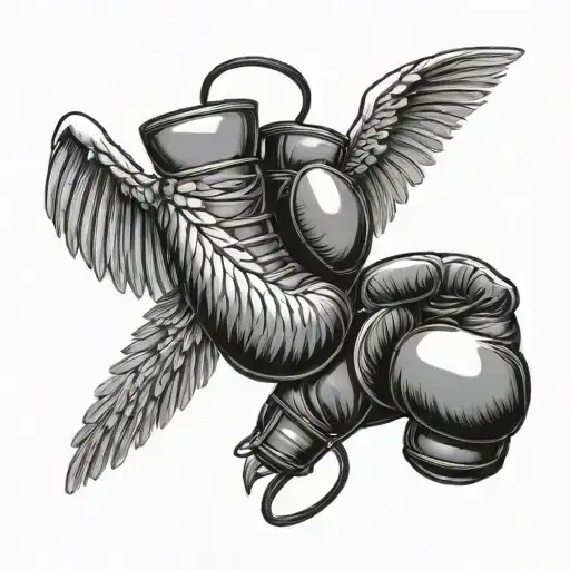 angel wings and boxing gloves tattoo design idea