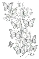 flowers and butterflys matrix code tattoo design idea