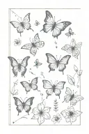 flowers and butterflys matrix code tattoo design idea
