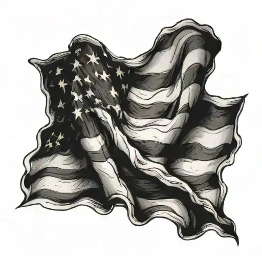 ripped American flag tattoo design idea