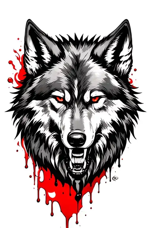 Wolf Lust Greed dangerous blood tattoo design idea