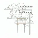 huge looming clouds and distant clapperboard with the words big clouds take two written on it  tattoo design idea