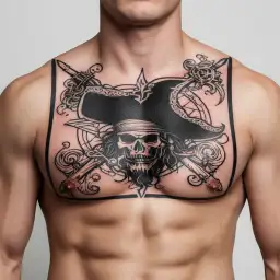 A tattoo design combining elements of freedom and pirates, with a subtle nod to Jack Sparrow tattoo design idea