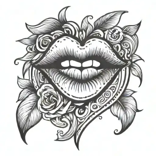xo with heart and lips like kissed tattoo design idea