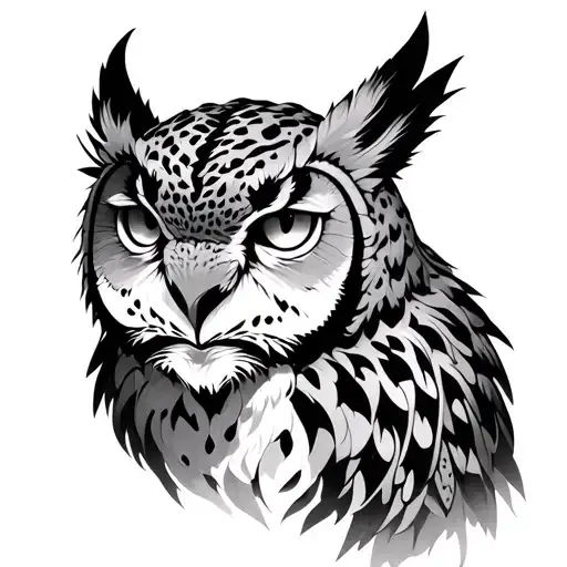 Snow leopard owl dragon tattoo design idea