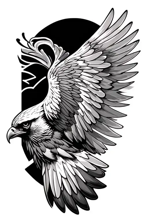 hawk wings tattoo design idea