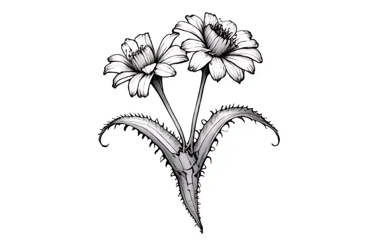 venus flytraps and their flowers tattoo design idea
