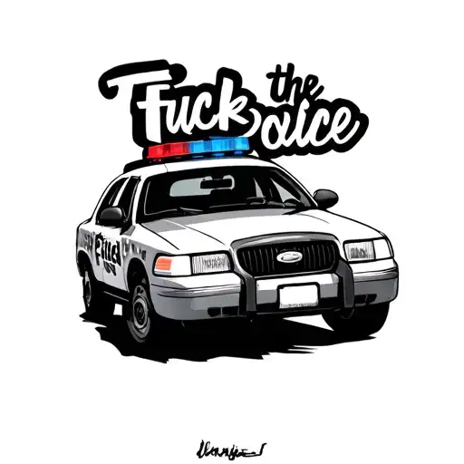 fuck the police car tattoo design idea