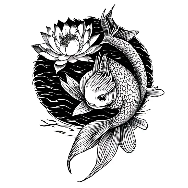 Lotus Koi Fish tattoo design idea